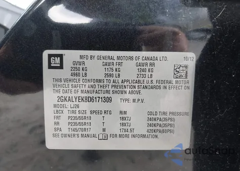 2013 GMC Terrain Denali из США, поврежденный, VIN 2GKALYEK8D6171309